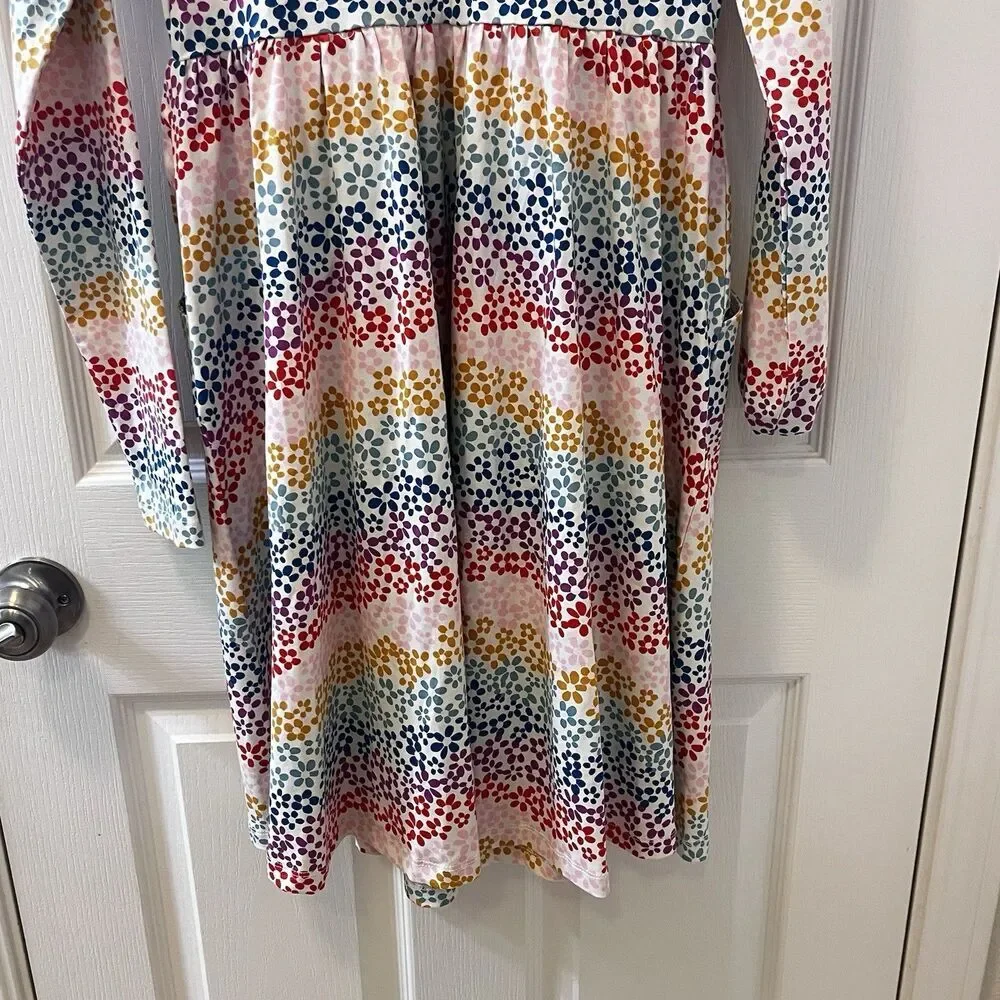 Hanna Andersson Long Sleeve Skater Dress Pockets Rainbow Floral Girls 150 US 12